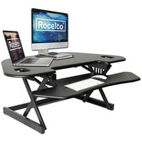 Pemberly Row 46" Adjustable Corner Standing Desk Converter Black (R B-46)