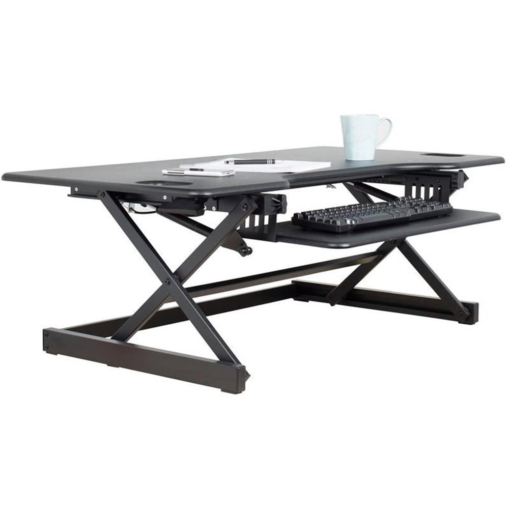 Pemberly Row 46" Large Height Adjustable Standing Desk Converter - Black