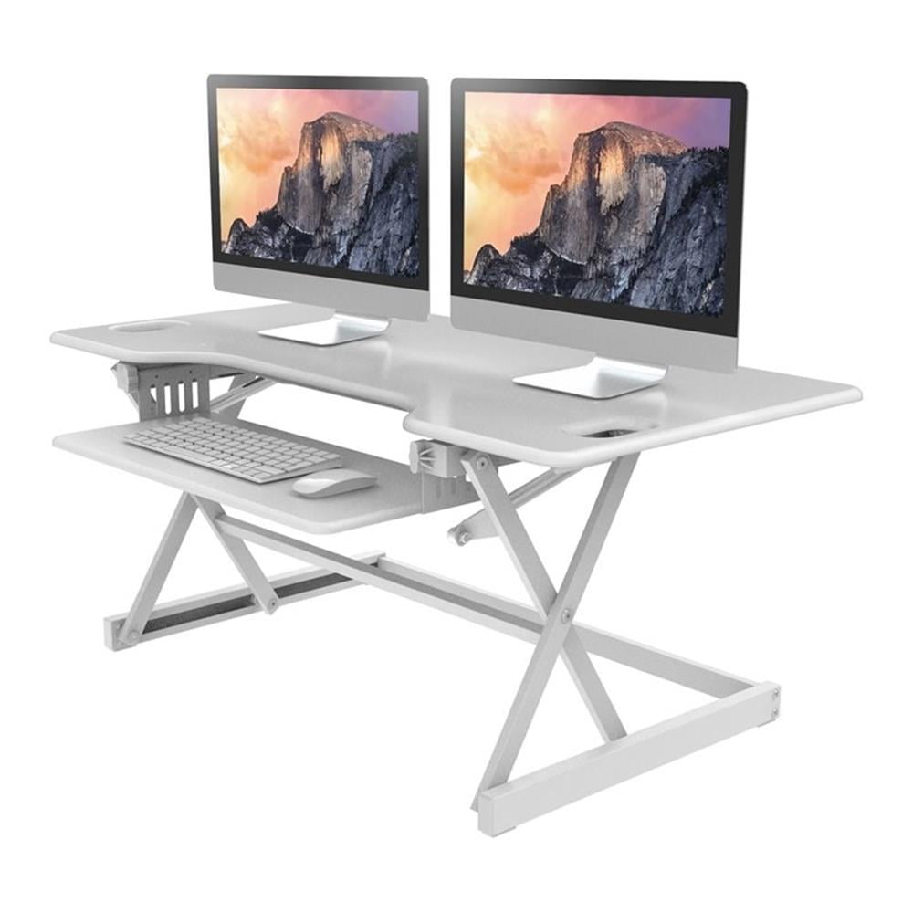 Pemberly Row 46" Large Height Adjustable Standing Desk Converter - White