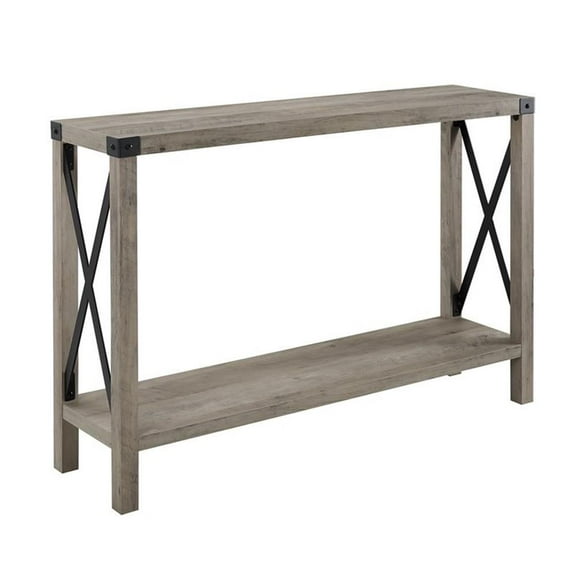 Pemberly Row 46" Metal Entry Table in Gray Wash