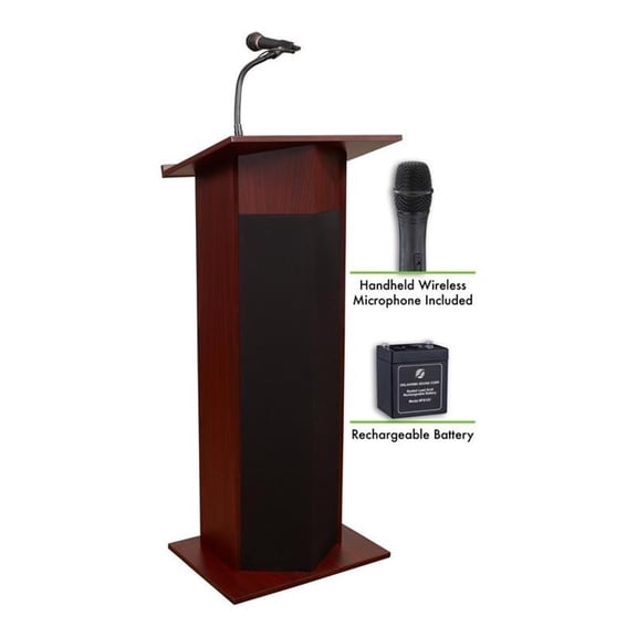 Pemberly Row 46" Modern Wood Power Plus Lectern and Battery in Mahogany