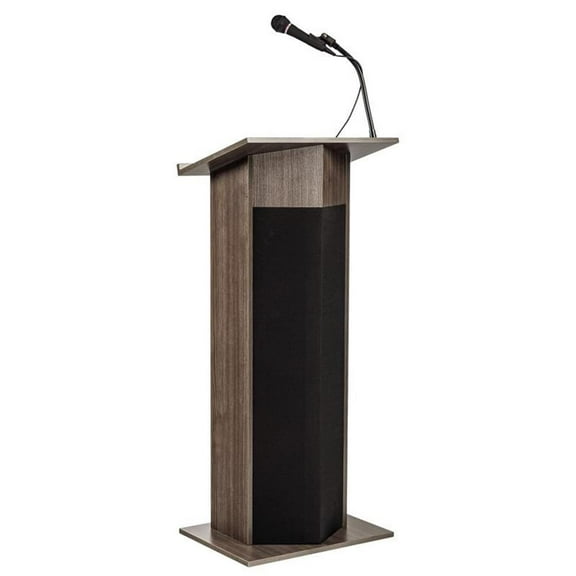 Pemberly Row 46" Wood Power Plus Lectern and Rechargeable Battery in Brown