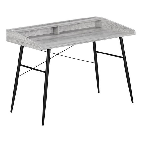 Pemberly Row 47.25" Contemporary Wood Computer Desk with Small Hutch in Gray