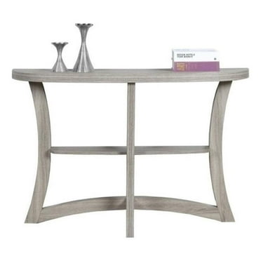 Pemberly Row 47" Half Moon Hall Wooden Console Accent Table in Cappuccino Brown