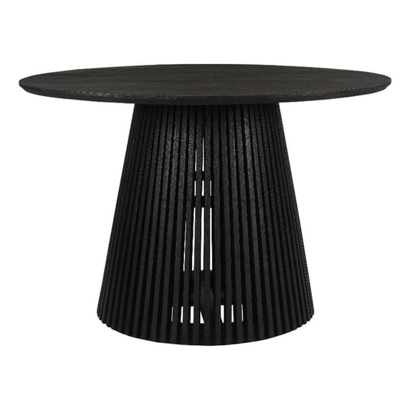 Pemberly Row 47" Handcrafted Mango Wood Round Dining Table with Slatted Base