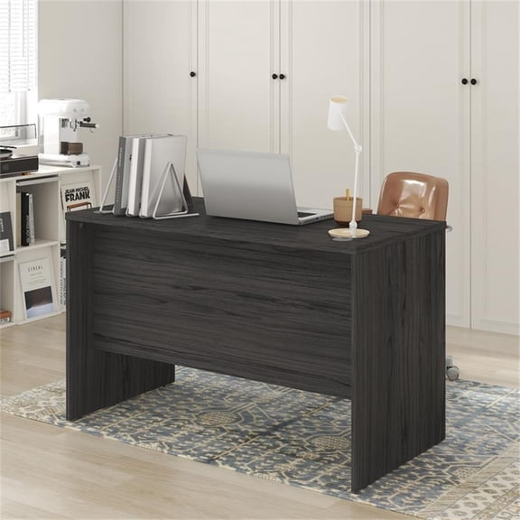 Pemberly Row 47 Inch Computer Desk with Modesty Panel in Coastal Grey