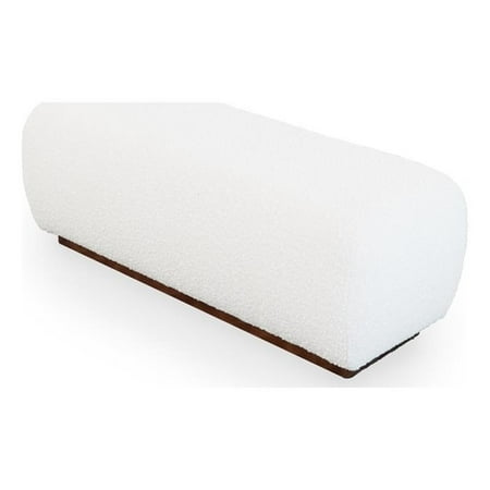 Pemberly Row 47" Japandi Luxury Modern Boucle Fabric Bench in Ivory