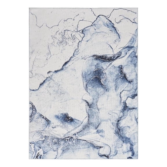 Pemberly Row 47x71" Indoor Contemporary Fabric Rug in Ivory/Blue
