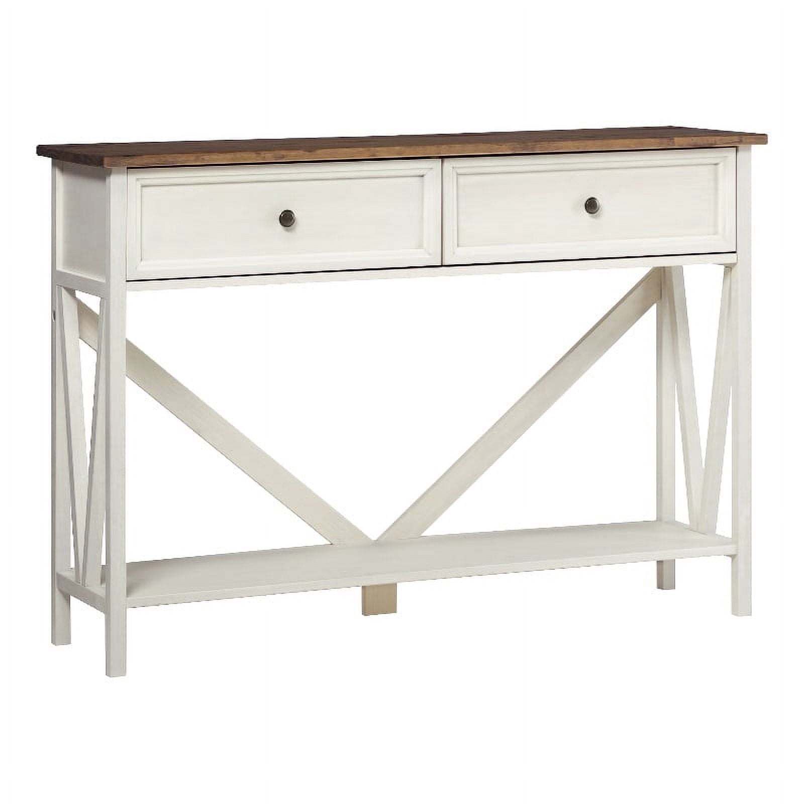 Pemberly Row 48" 2-Drawer Solid Wood Entry Table - Rustic Oak / White ...