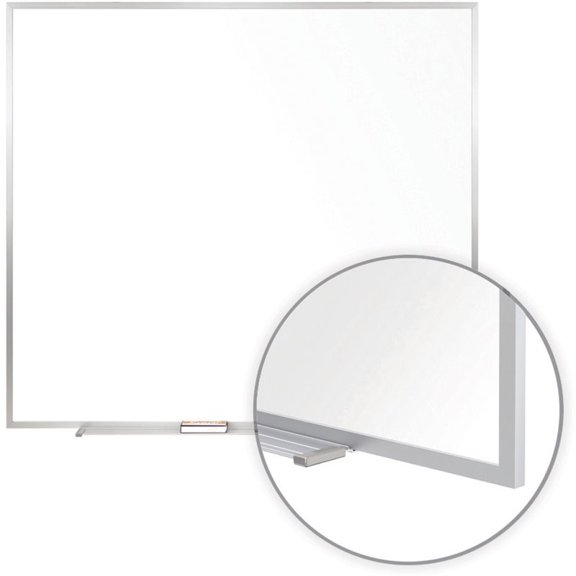 Pemberly Row 48.5" x 48.5" Silver Aluminum Frame Non-Magnetic Whiteboard
