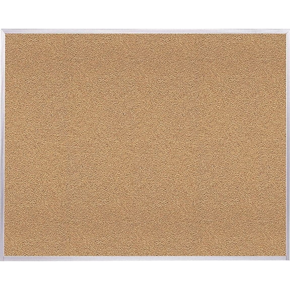 Pemberly Row 48.5" x 60.5" Silver Aluminum Frame Natural Cork Bulletin Board