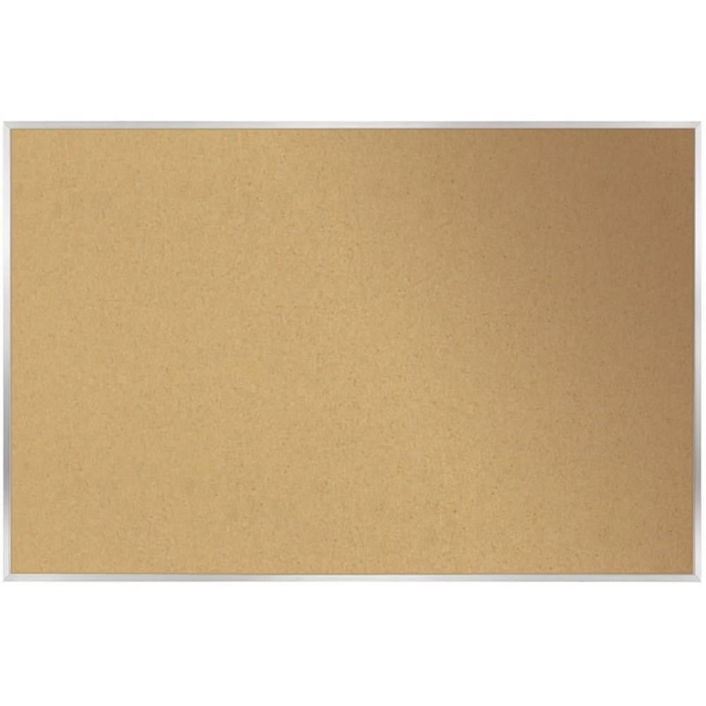 Pemberly Row 48.5" x 96.5" Silver Aluminum Frame Natural Cork Bulletin Board