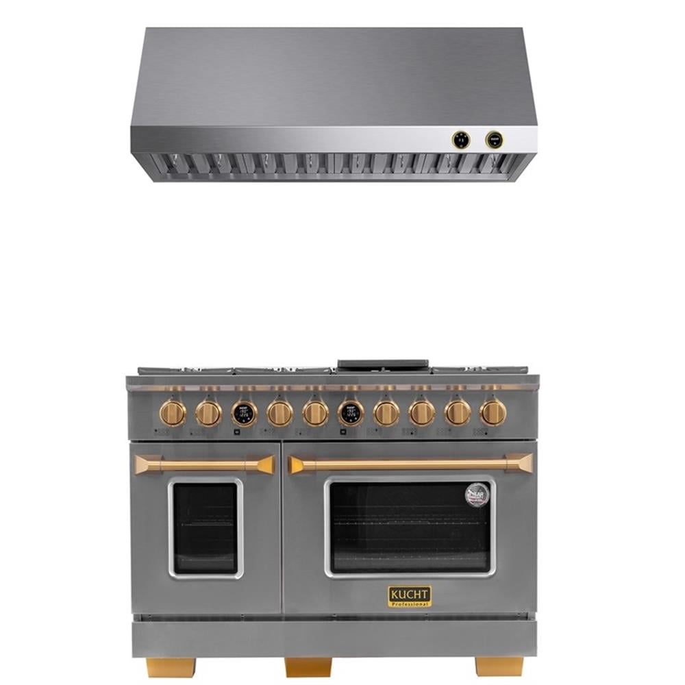 Pemberly Row 48" 6.7. Dual Fuel Range Natural Gas & Under Cabinet Range Hood