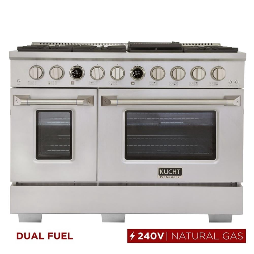 Pemberly Row 48" 6.7 cu. ft. 8 Burners Dual Fuel Range for Natural Gas in Steel