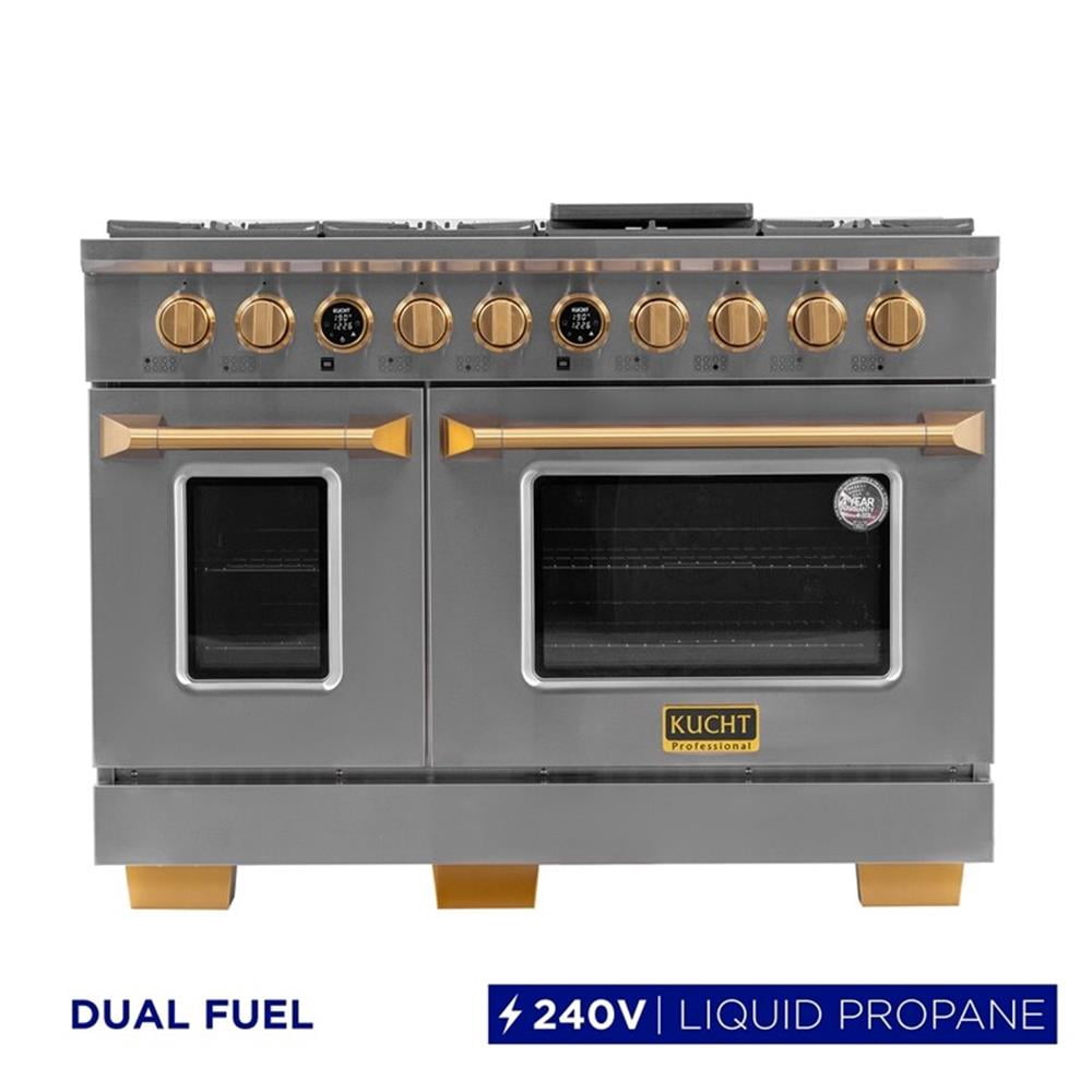 Pemberly Row 48" 6.7 cu. ft. 8 Burners Dual Fuel Range for Propane Gas in Steel