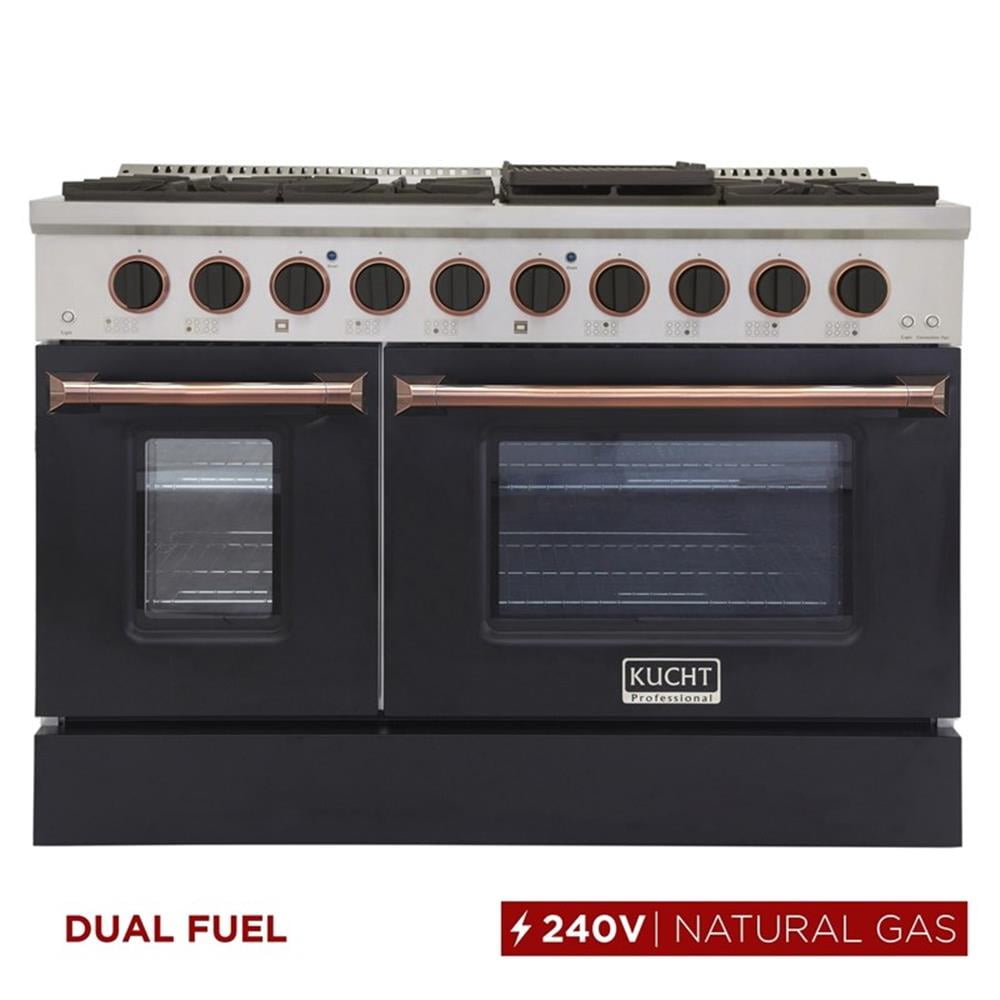 Pemberly Row 48" 6.7 cu. ft. Dual Fuel Range Natural Gas in Black & Rose Gold