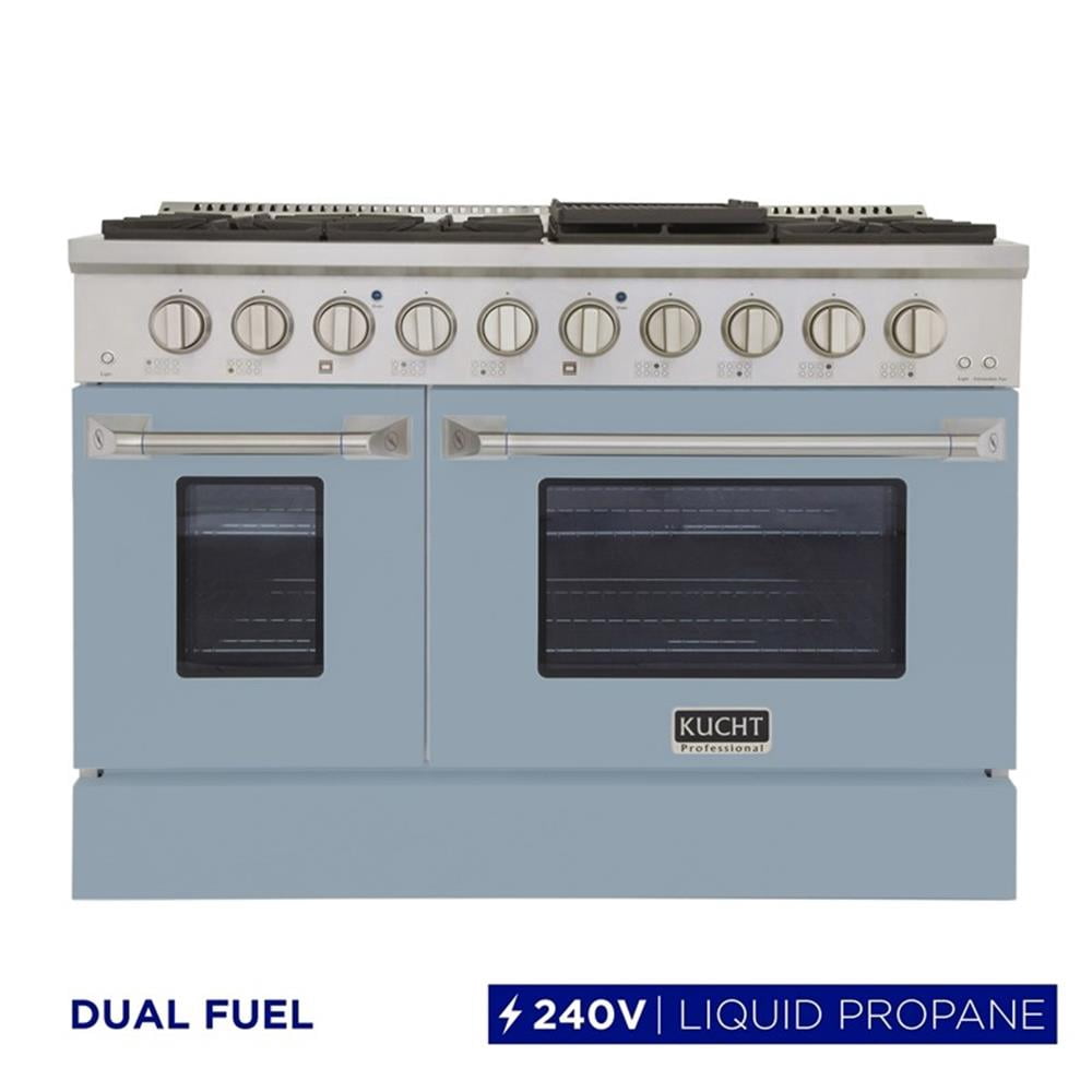 Pemberly Row 48" 6.7 cu. ft. Dual Fuel Range for Propane Gas in Light Blue