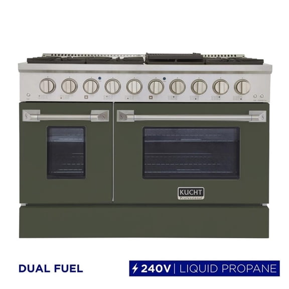 Pemberly Row 48" 6.7 cu. ft. Dual Fuel Range for Propane Gas in Olive Green
