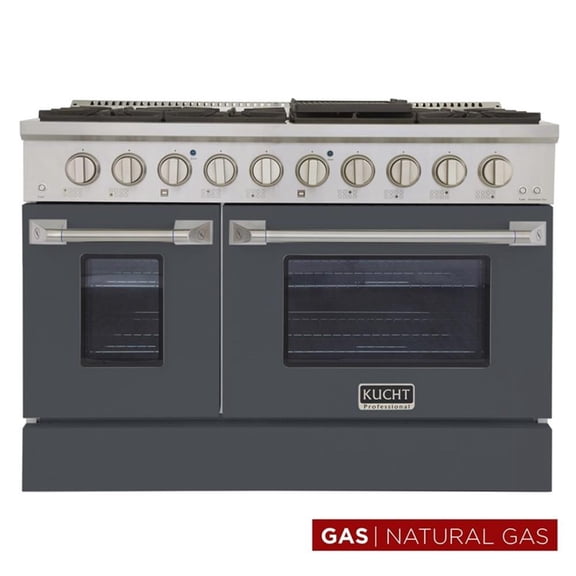 Pemberly Row 48" 6.7 cu. ft. Natural Gas Range w/ Convection Oven in Cement Gray