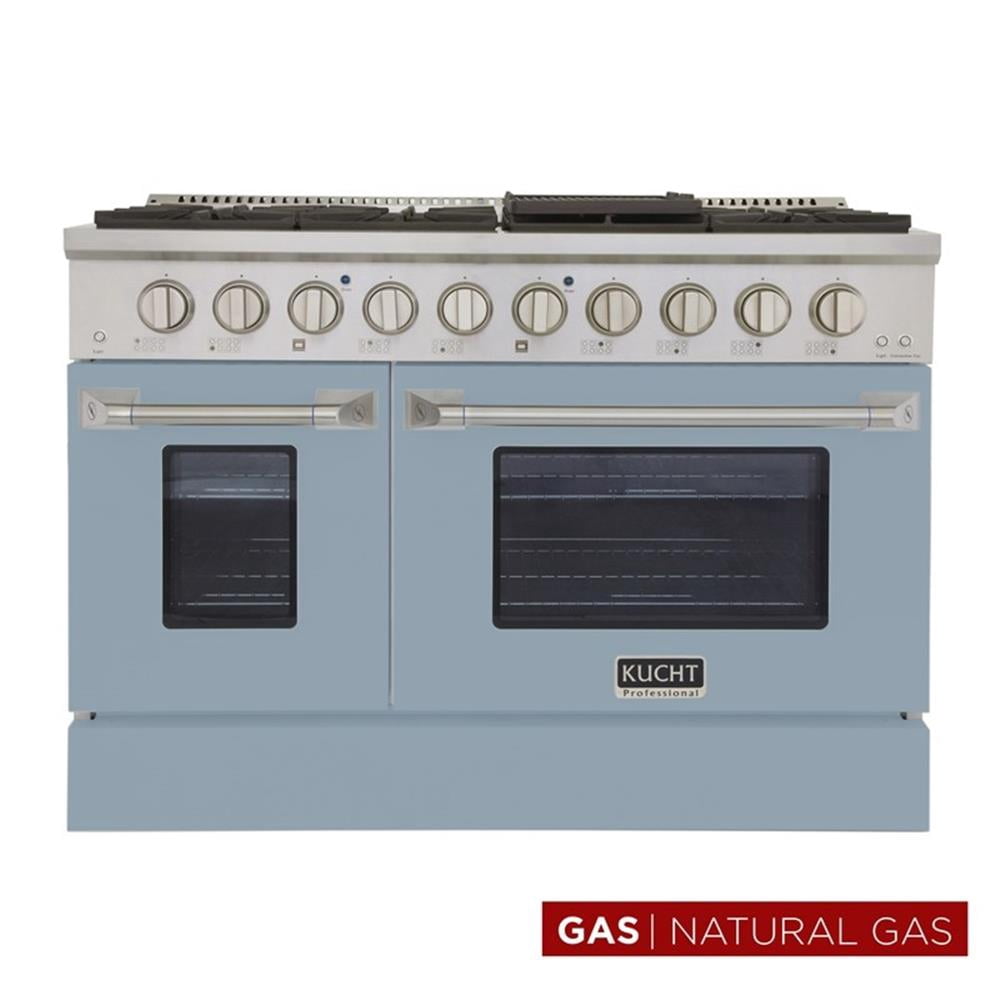Pemberly Row 48" 6.7 cu. ft. Natural Gas Range w/ Convection Oven in Light Blue
