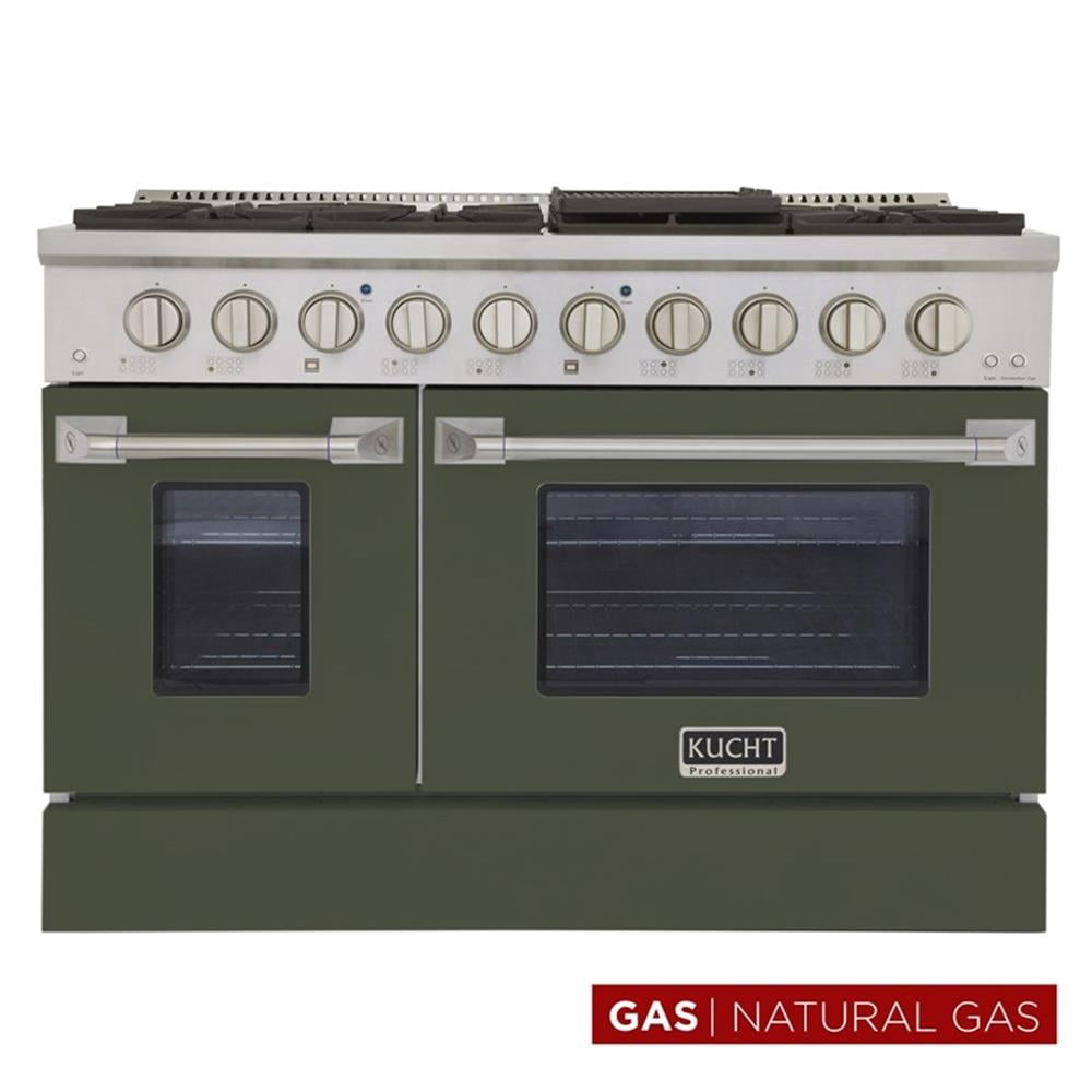 Pemberly Row 48" 6.7 cu. ft. Natural Gas Range w/ Convection Oven in Olive Green