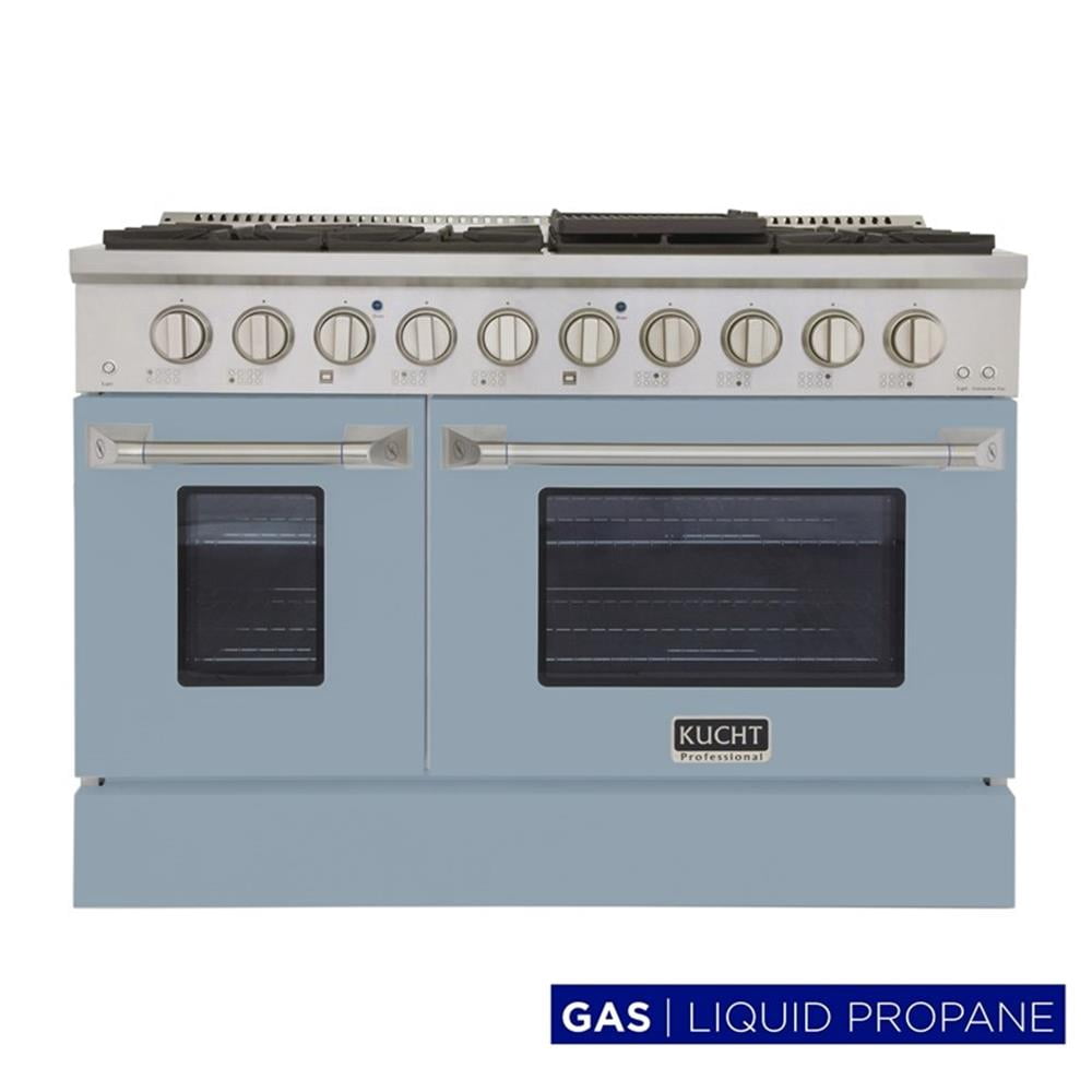 Pemberly Row 48" 6.7 cu. ft. Propane Gas Range w/ Convection Oven in Light Blue