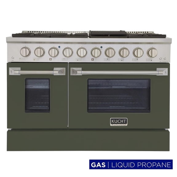 Pemberly Row 48" 6.7 cu. ft. Propane Gas Range w/ Convection Oven in Olive Green