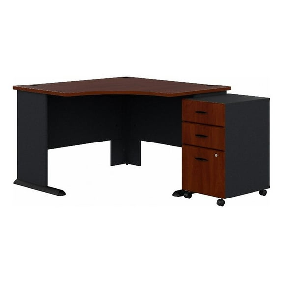 Pemberly Row 48" Corner Computer Desk in Hansen Cherry - Engineered Wood