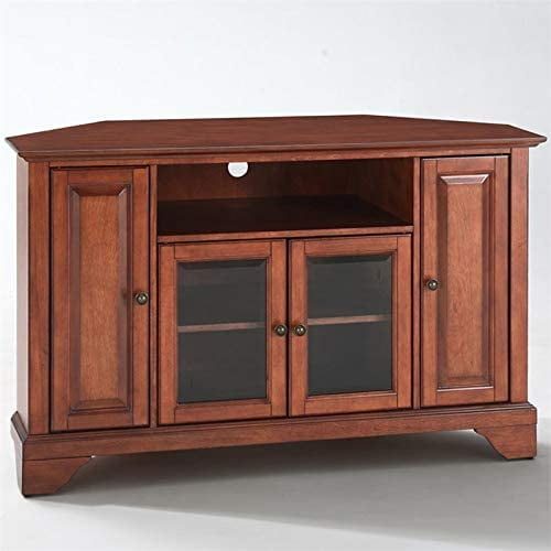Pemberly Row 48" Corner TV Stand in Classic Cherry