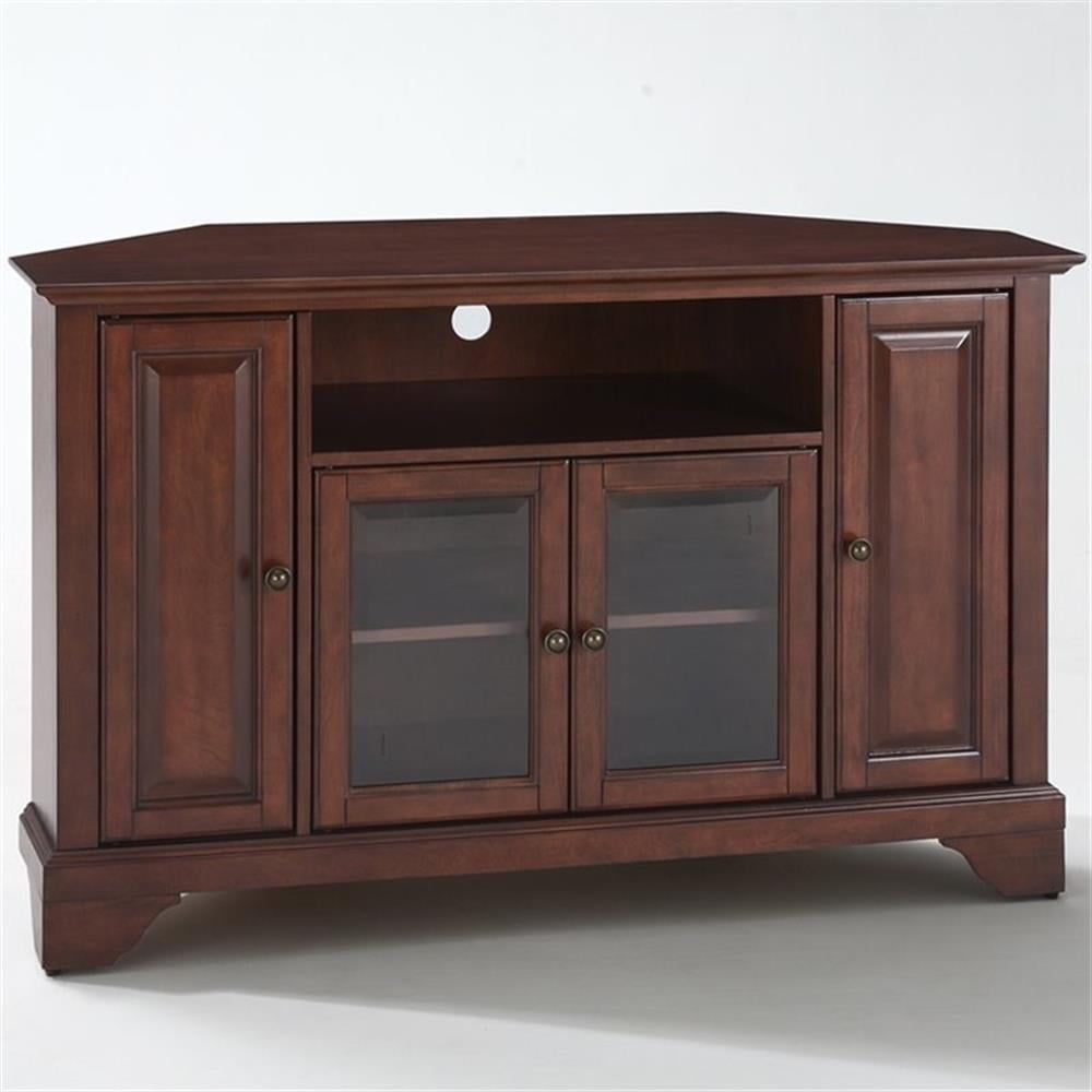 Pemberly Row 48 Corner TV Stand in Vintage Mahogany Walmart