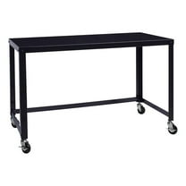 Pemberly Row 48" Modern Durable Metal 2 Casters Mobile Desk in Black