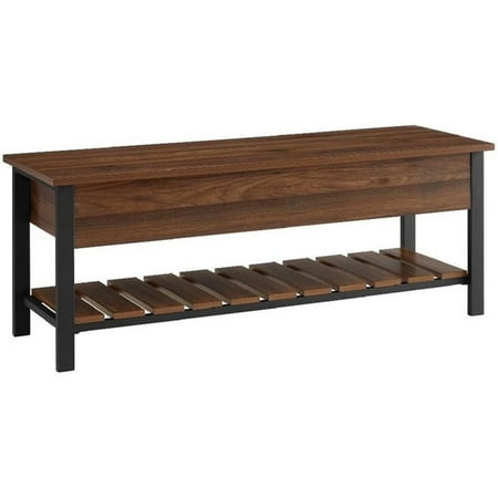 Pemberly Row 48" Modern Farmhouse Wooden Storage Bench in Dark Walnut
