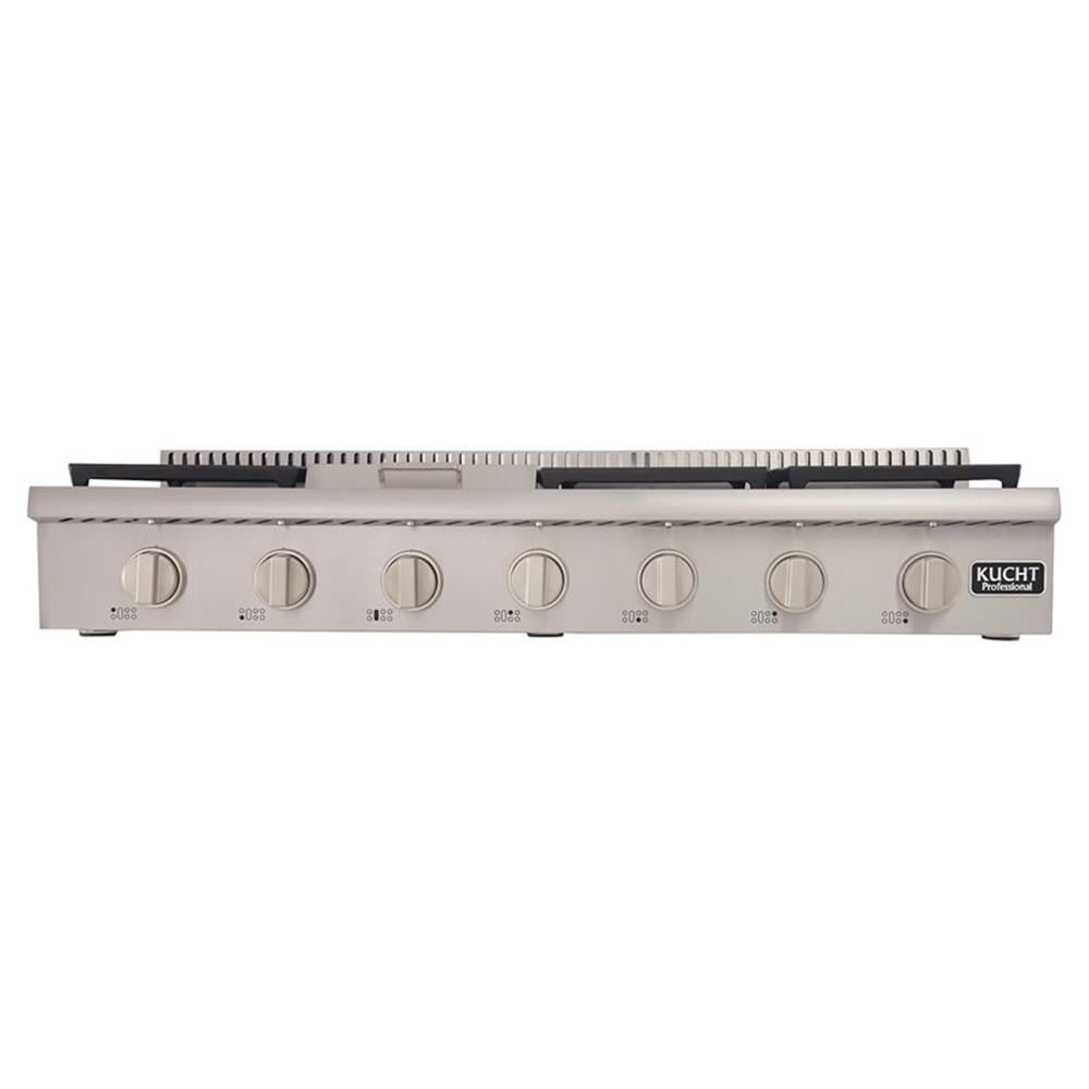 Pemberly Row 48" Modern Stainless Steel Propane Gas Range Top in Silver