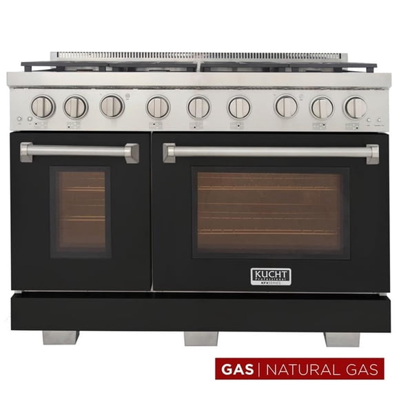 Pemberly Row 48" Natural Gas Range in Black with True Simmer Burners