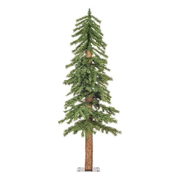Pemberly Row 48" Plastic Natural Bark Alpine Artificial Christmas Tree in Green