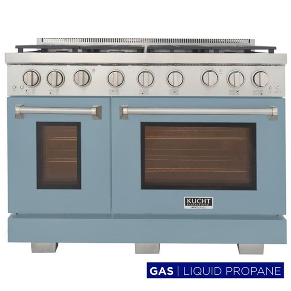 Pemberly Row 48" Propane Gas Range in Light Blue with True Simmer Burners
