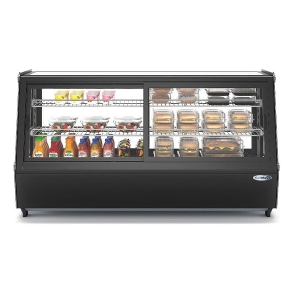 Pemberly Row 48" Self-Service Countertop Display Refrigerator in Black