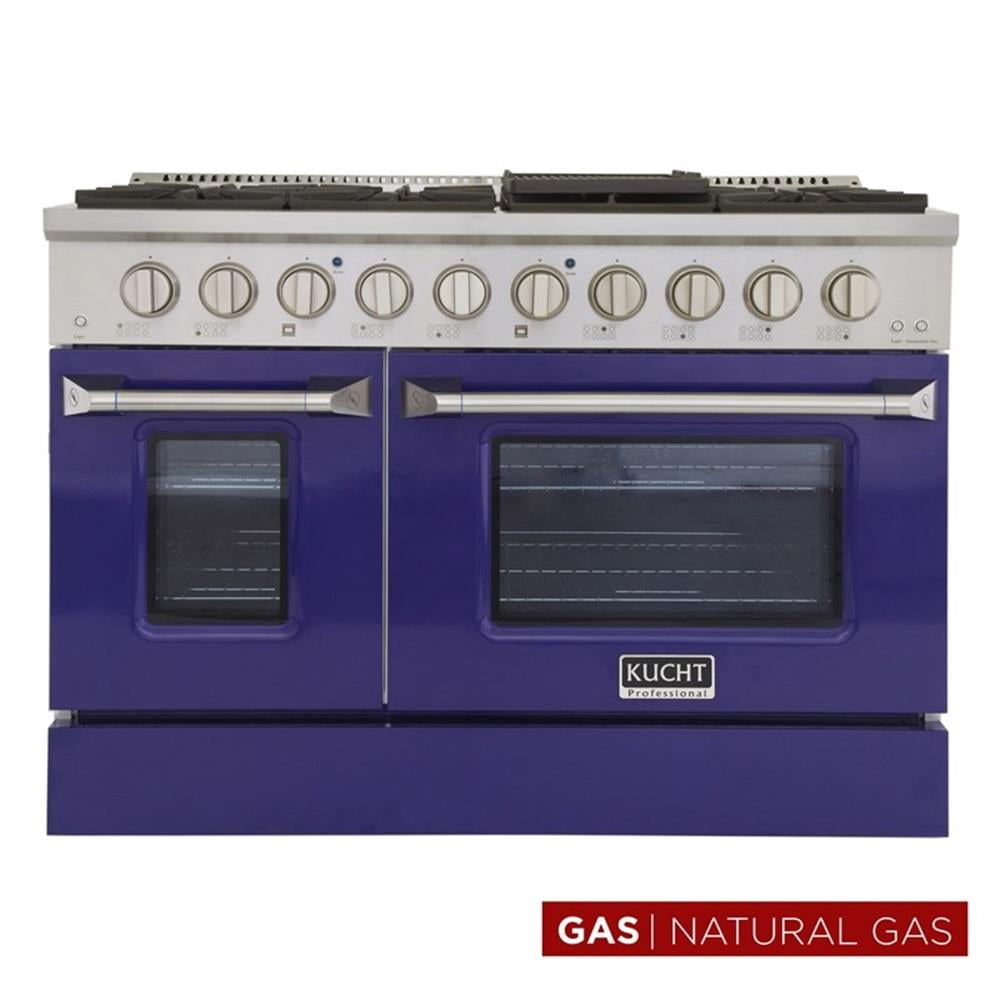 Pemberly Row 48" Stainless Steel Natural Gas Range in Silver/Blue