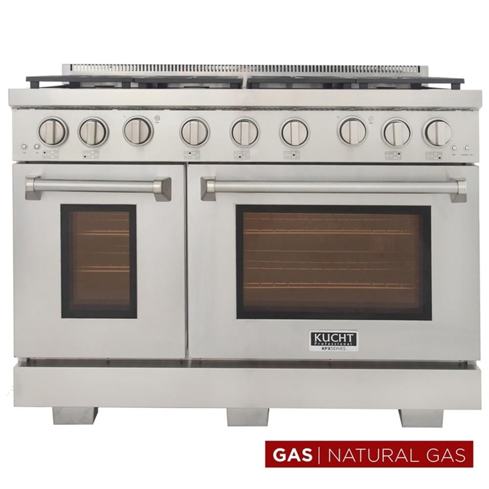Pemberly Row 48" Stainless Steel Natural Gas Range in Silver Finish