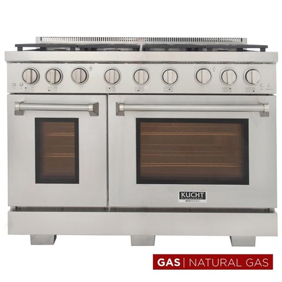 Pemberly Row 48" Stainless Steel Natural Gas Range in Silver Finish