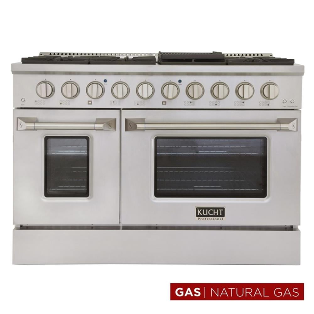 Pemberly Row 48" Stainless Steel Natural Gas Range in Silver