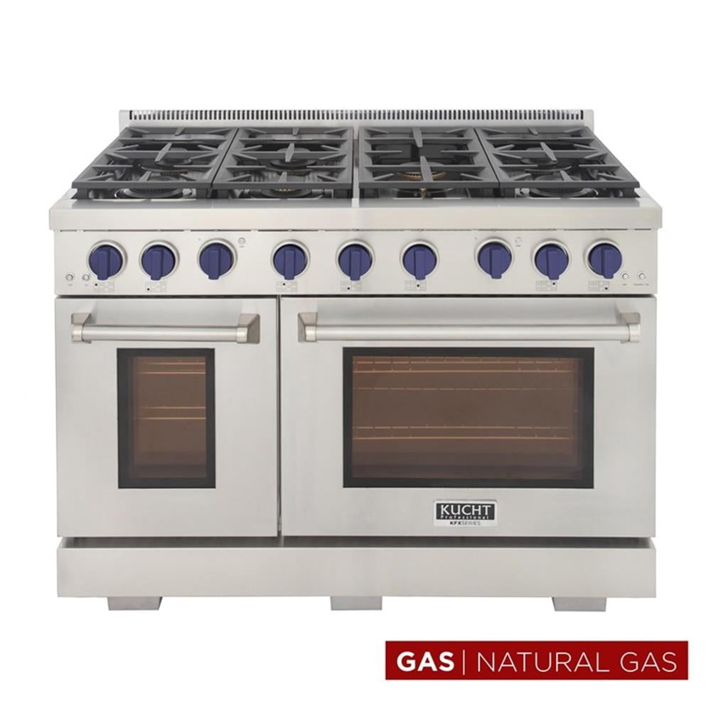 Pemberly Row 48" Stainless Steel Natural Gas Range with in Silver/Blue
