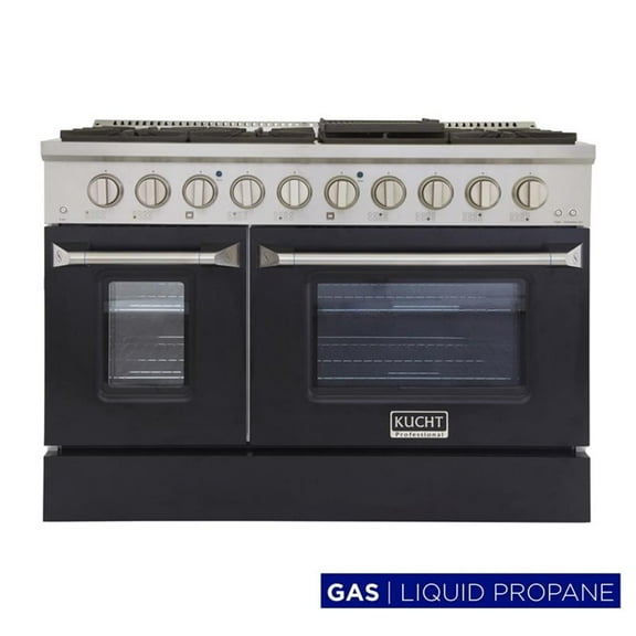 Pemberly Row 48" Stainless Steel Propane Gas Range in Silver/Black
