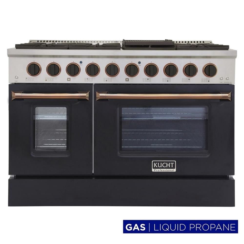 Pemberly Row 48" Stainless Steel Propane Gas Range in Silver/Gold/Black