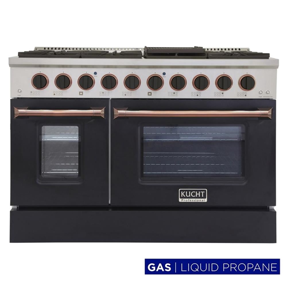 Pemberly Row 48" Stainless Steel Propane Gas Range in Silver/Gold