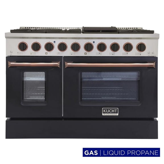 Pemberly Row 48" Stainless Steel Propane Gas Range in Silver/Gold