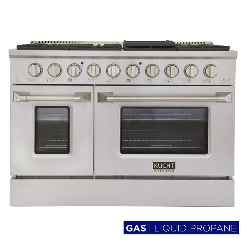 Pemberly Row 48" Stainless Steel Propane Gas Range in Silver