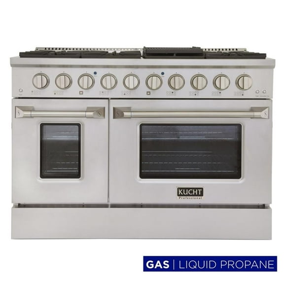 Pemberly Row 48" Stainless Steel Propane Gas Range in Silver