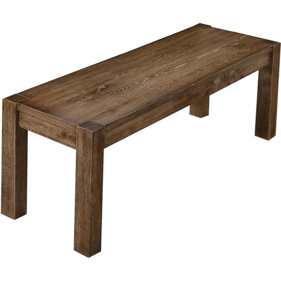 Pemberly Row 48" Transitional Wood Dining Bench in Driftwood
