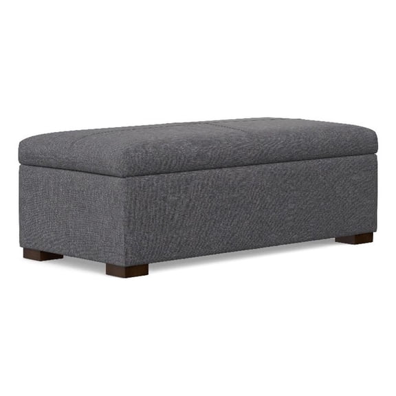 Pemberly Row 48"W Contemporary Storage Ottoman in Slate Gray Polyester Linen